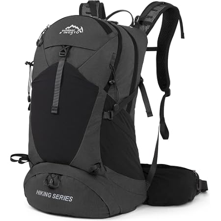 IX INOXTO Hiking Backpack, Waterproof Hiking Daypack with Rain Cover, Lightweight Travel Camping Backpack for Men Women (Black Without 3L)